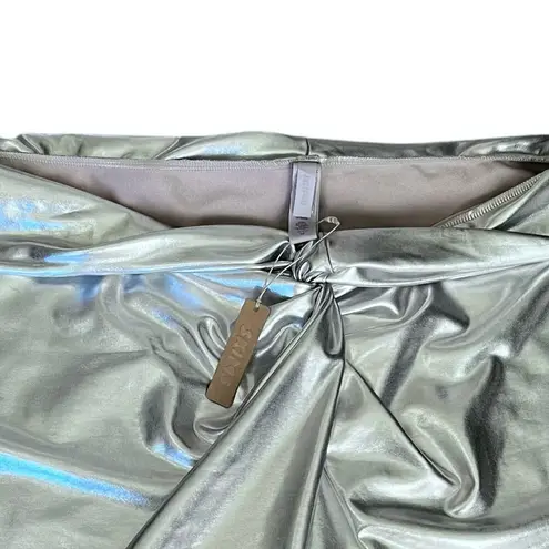 SKIMS Women’s Low Rise Metallic Twist Front Nickel Silver Mini Skirt Sarong 4X