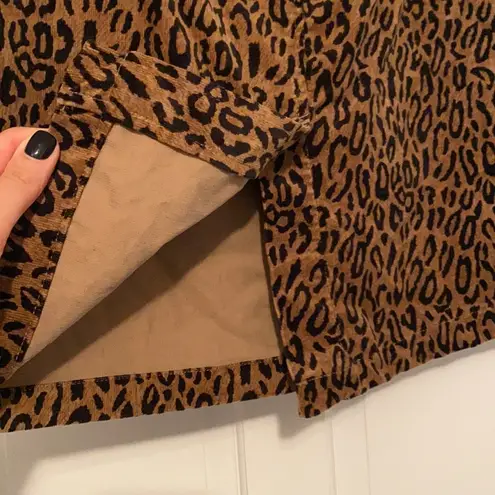 Y2K Kikit Jeans corduroy leopard print pencil skirt, size 10