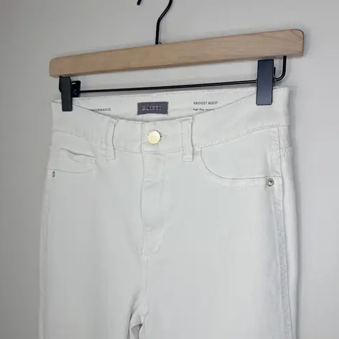 DL1961 Bridget Instasculpt High Rise Bootcut Jeans in Ecru Size 26 Hem Slits