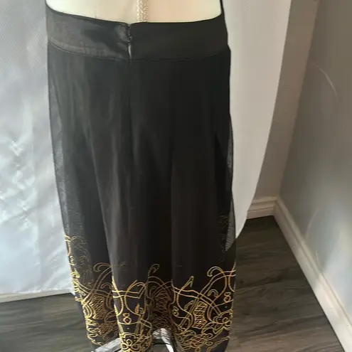 Apostrophe Black and Gold Embellished A-Line Skirt