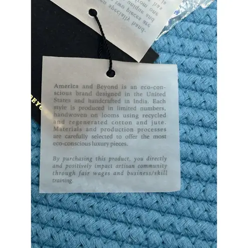 America & Beyond Embellished Jute Tote Crossbody Strap Whale Vacation Beach NWT Blue