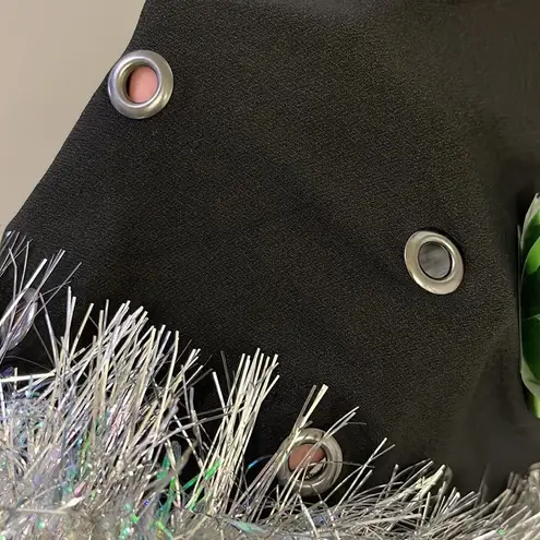 Btween Us Black Fit and Flare Ugly Christmas Skirt w/ Bows & Tinsel Garland