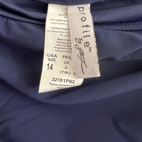 Gottex Harmony Navy Ruched Side Tie Slit Swim Skirt, Women’s 14 NWT Blue