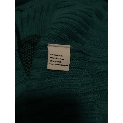 Nine West Sweater Women’s Sz M Teal Cheetah Ribbed Knit Turtleneck Pull Over New