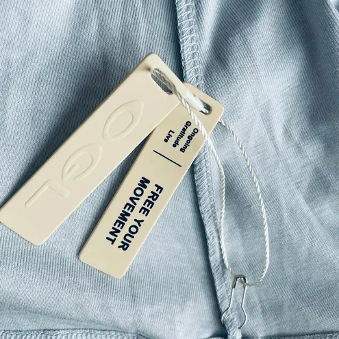 OGL Midi Skirt Ruched Sides Elastic Waist Light Blue Size Medium