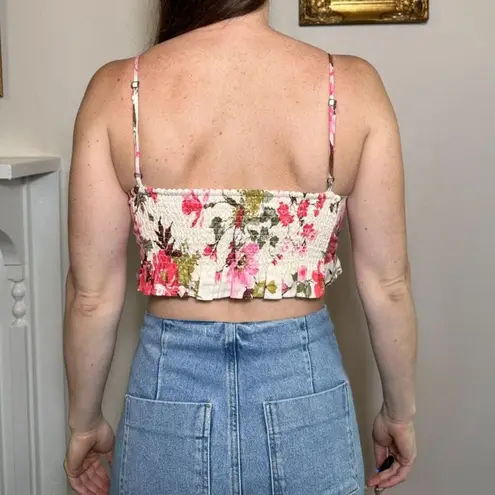 Abercrombie & Fitch  Linen Blend Ruffle Set Top Pink Floral Size Small