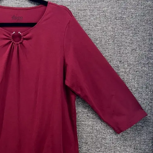 Denim And Co Womens Tunic Blouse Size L Wine Fall Modern Twist Classic Silhoutte Red Size L