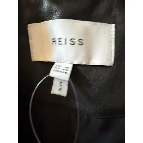 Reiss Nrd Grays Black Leather Biker Jacket - Size 14 (new)