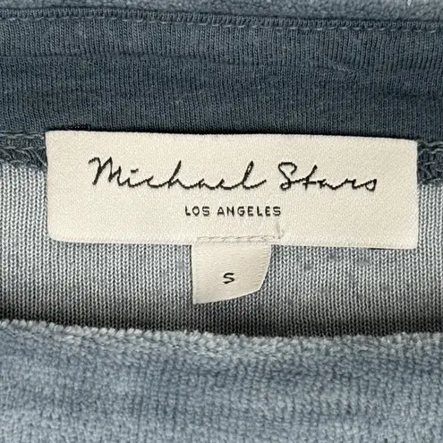 Michael Stars Michael Stars Shirt Womens Small Blue Velour Sweatshirt Crop Casual Streetwear