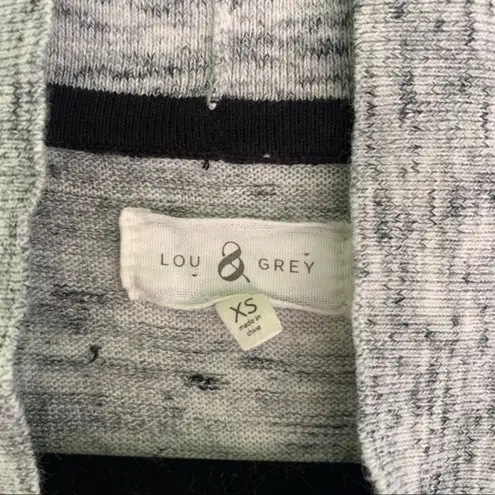 Lou & grey  Open Front Cardigan Gray Black Stripe