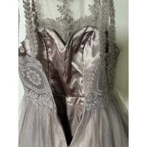 Short ForyouDress with Gray Applique for Homecoming Prom Birthday Dama Party Size M