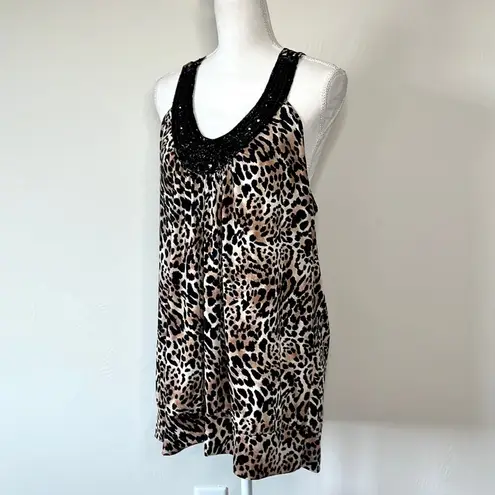 90s beaded leopard top or dress Brown Size L