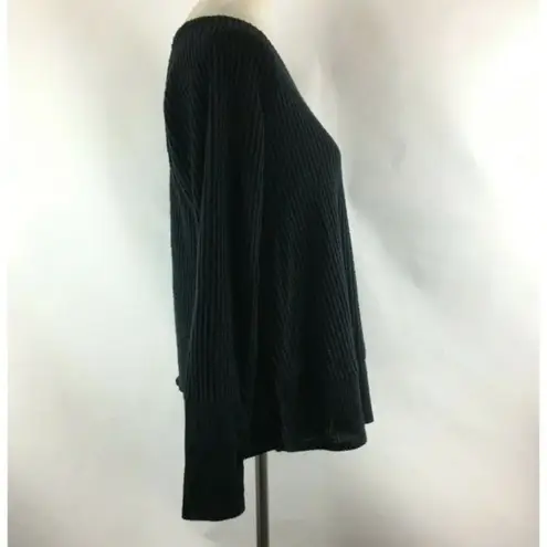 Caslon Black Cozy V-Neck Waffle Knit Tee