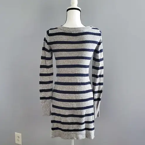 Ruby Moon Gray Blue Striped Tunic Sweater Dress M