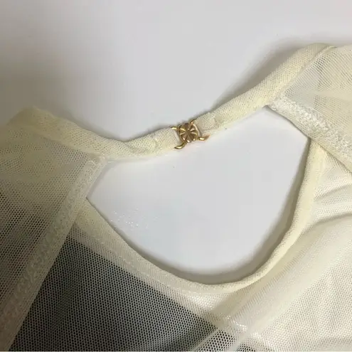 Opening Ceremony NWT Daisy Print Sheath Dress Mesh Panel Cream Pastel Yellow Y2K