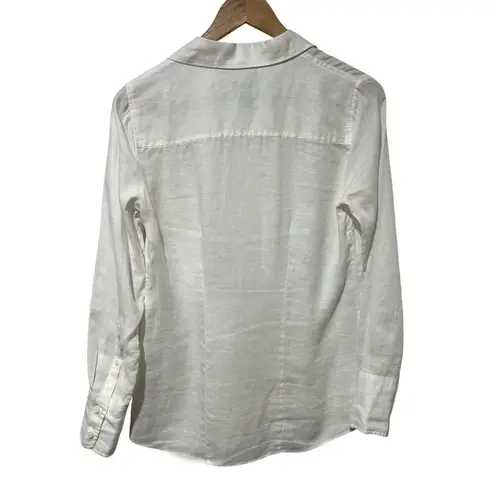 J.Crew Factory 100% Linen Button Up Top Women’s XS Oversized White Lagenlook
