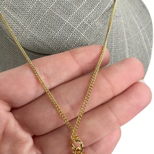 New Chainspro N Initial Monogram Wood Look Gold Tone Chain Necklace