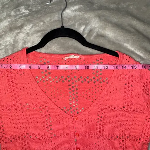 Pilcro Womens Sweater Crochet Open Knit Pointelle Size XS Bell Sleeve Peplum Hem - Image 8