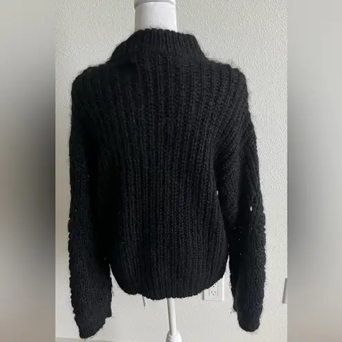 IRO Black Mock Turtle Neck Sweater with Intricate Openwork