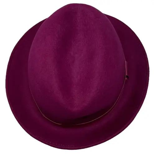 New York And Company Wool Felt Hat Purple Magenta Ribbon