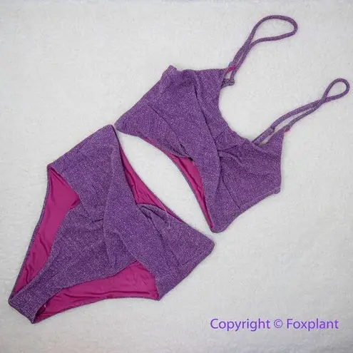 Beach Riot New! Set! Zuri Kenzie bikini Glitter purple, size XS