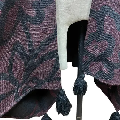 Cleobella Sevigny Capelet Maroon & Black Floral Poncho Wrap One Size