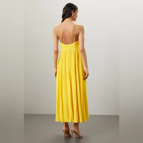 AMUR yellow Garren midi pleated sleeveless open back maxi gown dress size 6