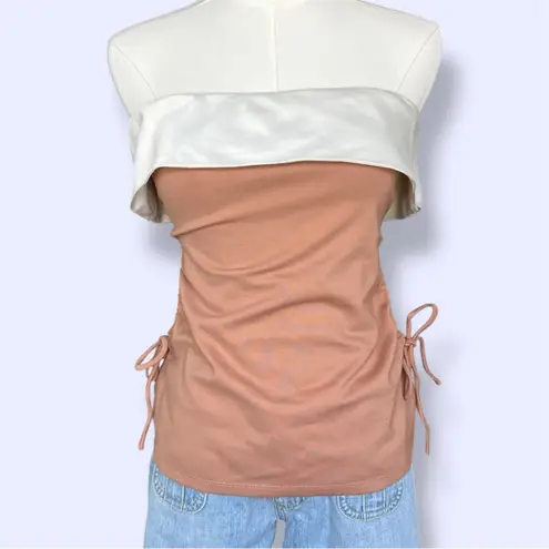 Anthropologie  Strapless Side-Tie Ruched Top