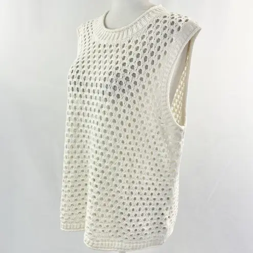New Madewell Open Stitch Crop Sweater Vest Style NL192 Bright Ivory Size XXL White