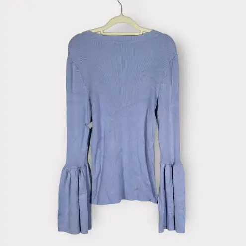 Carmen Marc Valvo Carmen Lavender Ribbed Knit Bell Sleeves Sweater Med NWT