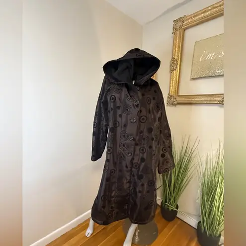Mycra Pac Donatella Hooded Raincoat Reversible Long Scroll Brown Black Size M/L Size L