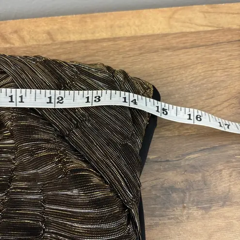 MiracleSuit Bandeau Gold Black Ruffle Slimming Tank One Piece Swimsuit Strapless