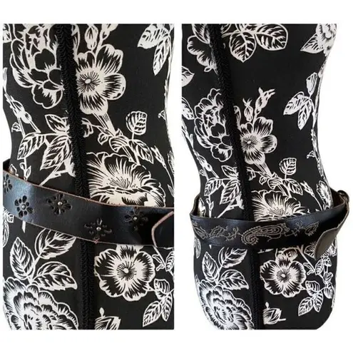 Set Of 2 Faux Leather Belts Size 7 Cowgirl Studded Embroidered Embellished Black