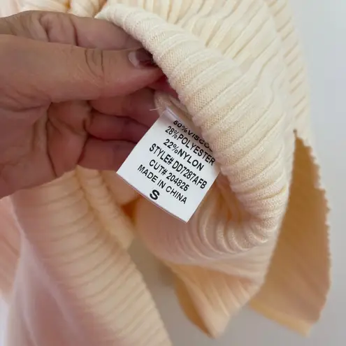 FORE Ribbed Knit Strapless Midi Dress Slit Size Small Cream Twist Front Evening