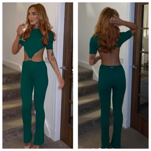 Maniere De Voir Manière De Voir Knitted Backless Jumpsuit Size XS Green Cocktail Resortwear