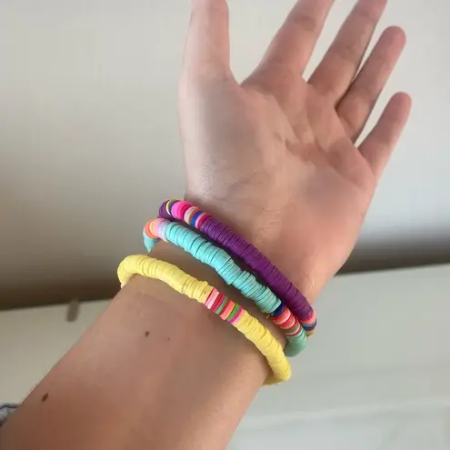 Set of 3 Colorful Disc Bracelets Blue