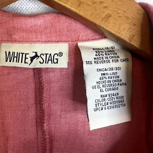 White Stag Pink Linen Blend Button Up Lightweight Jacket Size Small 4/6