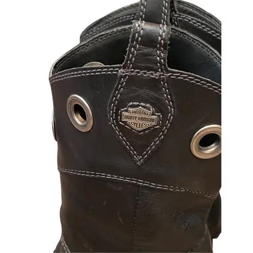 Like New Harley Davidson Black Leather Pointed Toe 3” Heel Women’s Boots 8.5