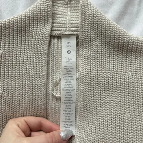 Lululemon Womens Long Sleeve Open Front Cardigan Sweater Tan Womens Size M/L White Size L