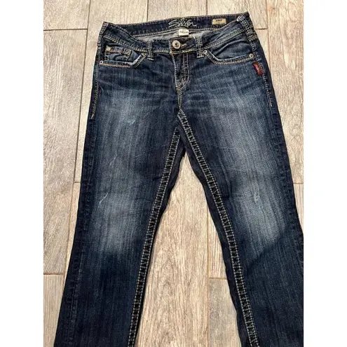 Silver Jeans Aiko Capri Cropped Denim size 28 Crop Cropped Womens Stretch Blue