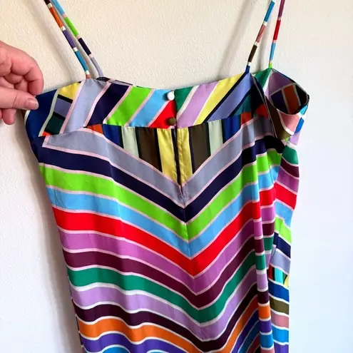 Milly Colorful Chevron Striped Sleeveless Dress - Bright Rainbow Summer Midi