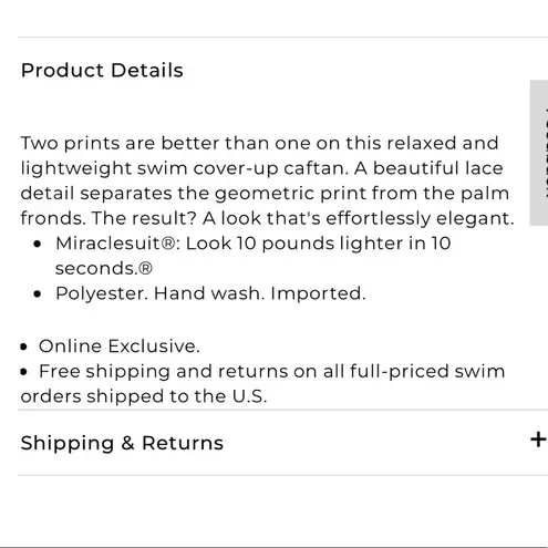 MiracleSuit ‘Lush Life’ midnight floral print swim beach cover-up caftan