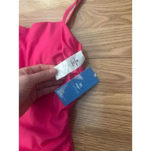 Cupshe Square Neck Pink One Piece Swimsuit Size Medium