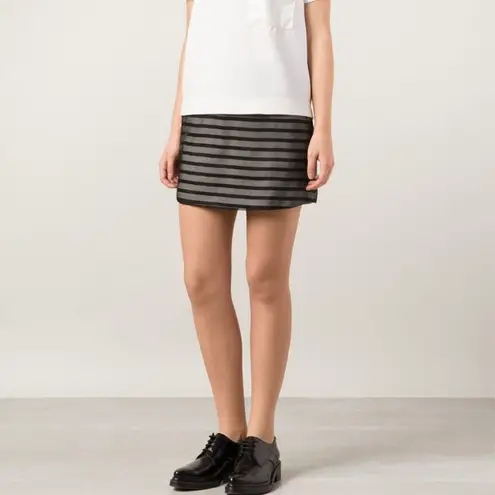 Harvey Faircloth striped cotton and silk-organza layered mini skirt size 10 M