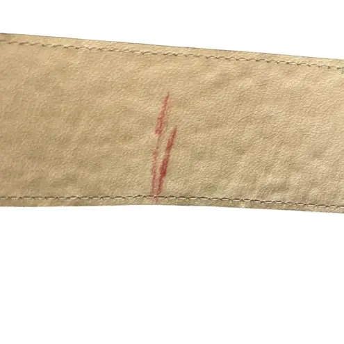 The Leather Shop Women’s M Brass Buckle Wide Belt Embossed Tan Leather Cowgirl