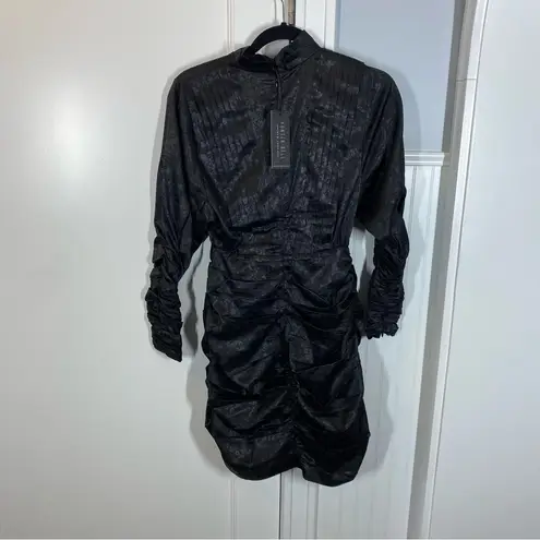 Hunter Bell Ariana Ruched Long Sleeve Black Onyx Dress size 0 NWT LBD sexy prom
