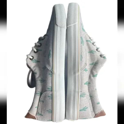 GH Bass Navigate Critter Womens 7M Cactus Print Beige Linen Canvas Boat Shoes Size 7