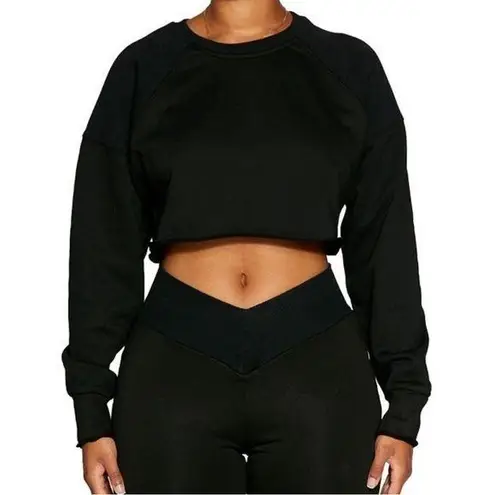 Naked Wardrobe NW0T Black On My Chill Vibes Pullover Long Sleeve Sweatshirt