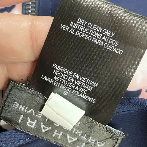 Tahari Women’s 12 Petite Dark Blue Pink Floral Print Knit Cocktail Skater Dress