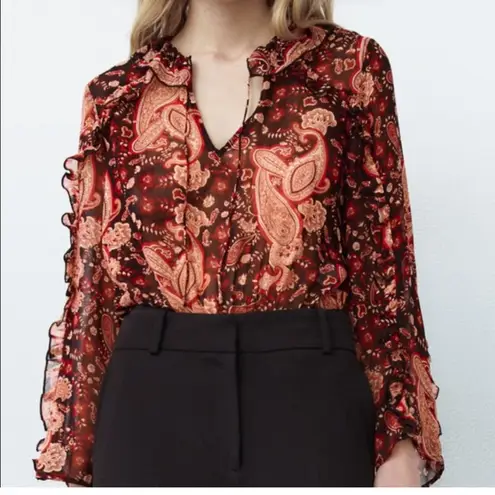 ZARA  Black and Orange Paisley Bodysuit